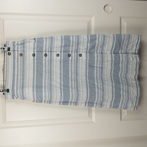 Cynthia Rowley Linen Blue White Stripe Pull On Summer Midi Skirt Womens Small